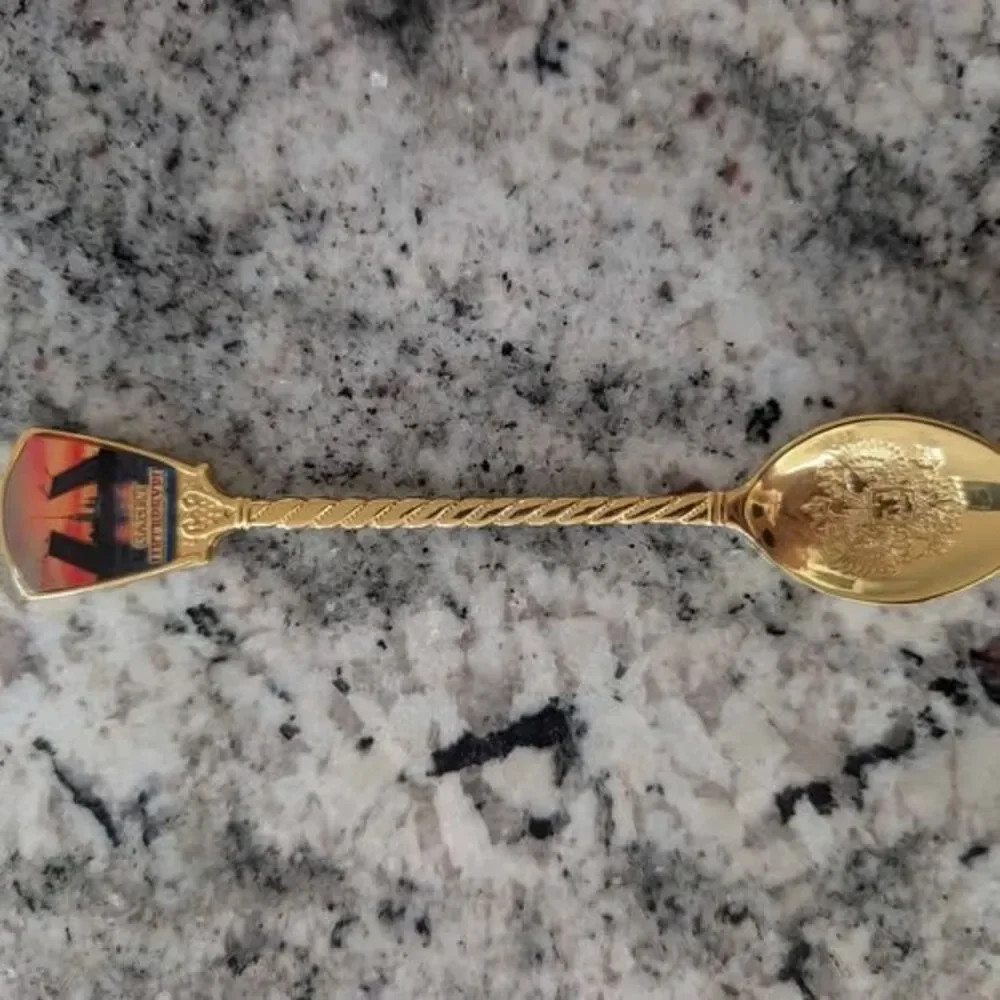 Vintage Saint Petersburg Leningrad Bridge Gold Plated Collectible Spoon